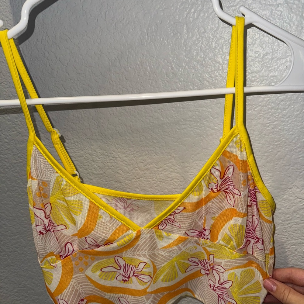 Yellow and Orange Floral Strappy Top